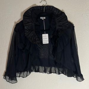 Cordelia Fancy black sheer ruffles nylon shrug sz M
